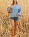 Madison Exposed Seam Waffle Baggy Pullover
