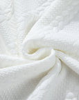 White Cable Textured Loose Plus Size Sweatshirt