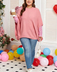 Plus Size Ribbed Knit Crewneck Poncho Sweater