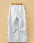 Denim Bow Side Straight Leg Jeans