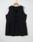 Plus Size Solid Bow-Tie Peplum Tank Top