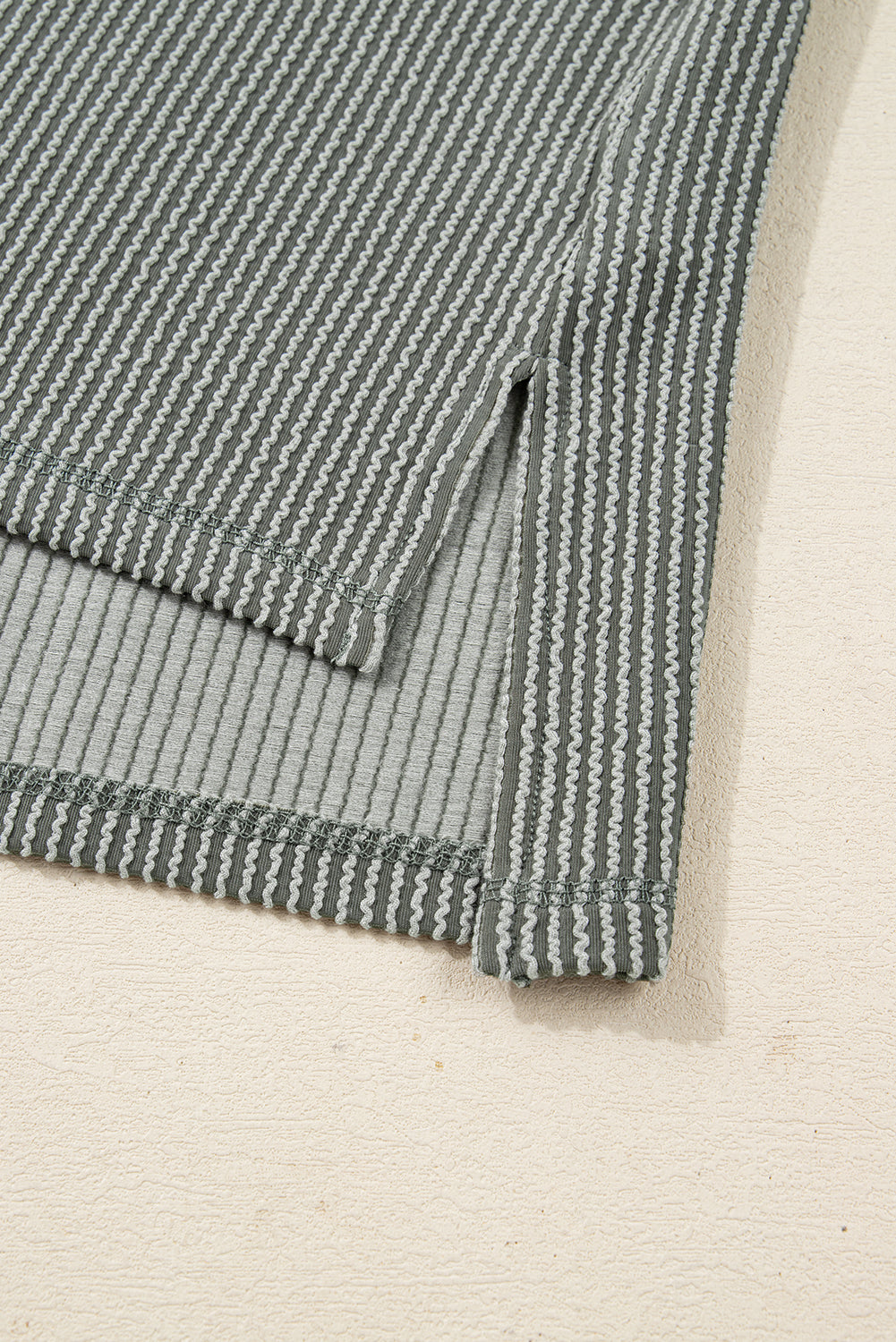 Solid Corded Knit Long Sleeve Top