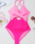 Colorblock Ric-Rac Trim Cutout Swimsuit