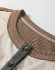 Plus Size Colorblock Waffle Knit Patchwork Half-Button Top
