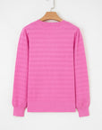 Solid Knit Ribbed Cuff Crewneck Sweater