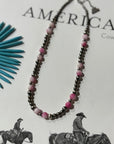Silver Beads Desert Rose Beaded Necklace