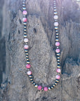 Silver Beads Desert Rose Beaded Necklace