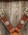 Breastcollar - Gold Flowers & European Crystal Conchos 