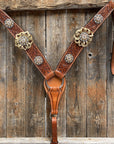 Breastcollar - Gold Flowers & European Crystal Conchos 