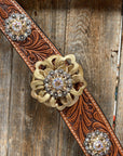 Breastcollar - Gold Flowers & European Crystal Conchos 
