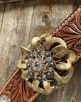 Breastcollar - Gold Flowers & European Crystal Conchos 