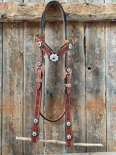 Medium Oil Floral Pearl Browband/Breastcollar Tack Set 