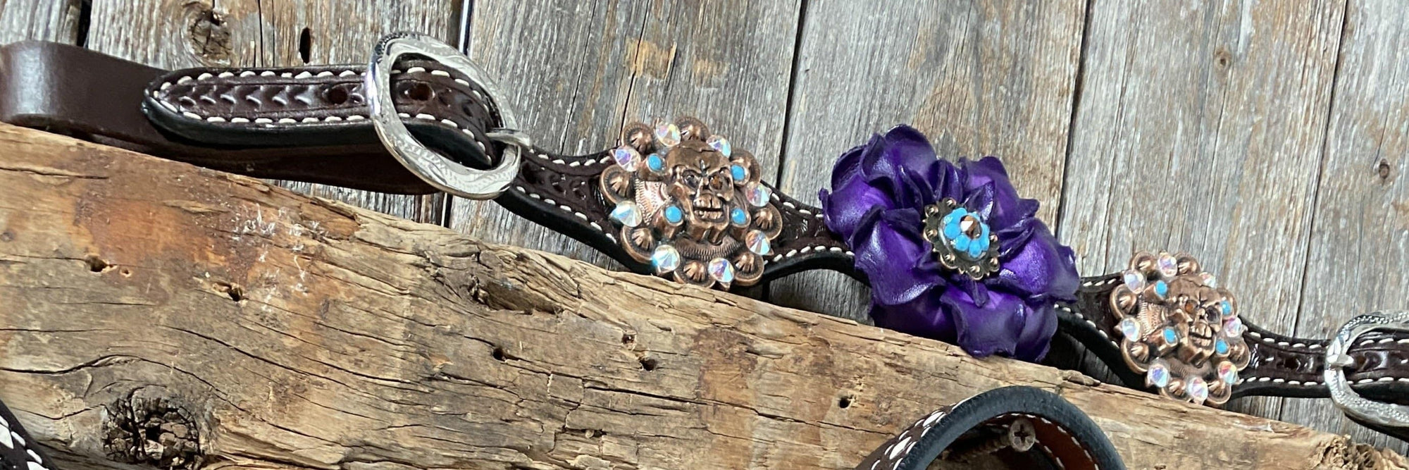 Dark Oil Purple Skull Browband - Breastcollar - Witherstrap Set 