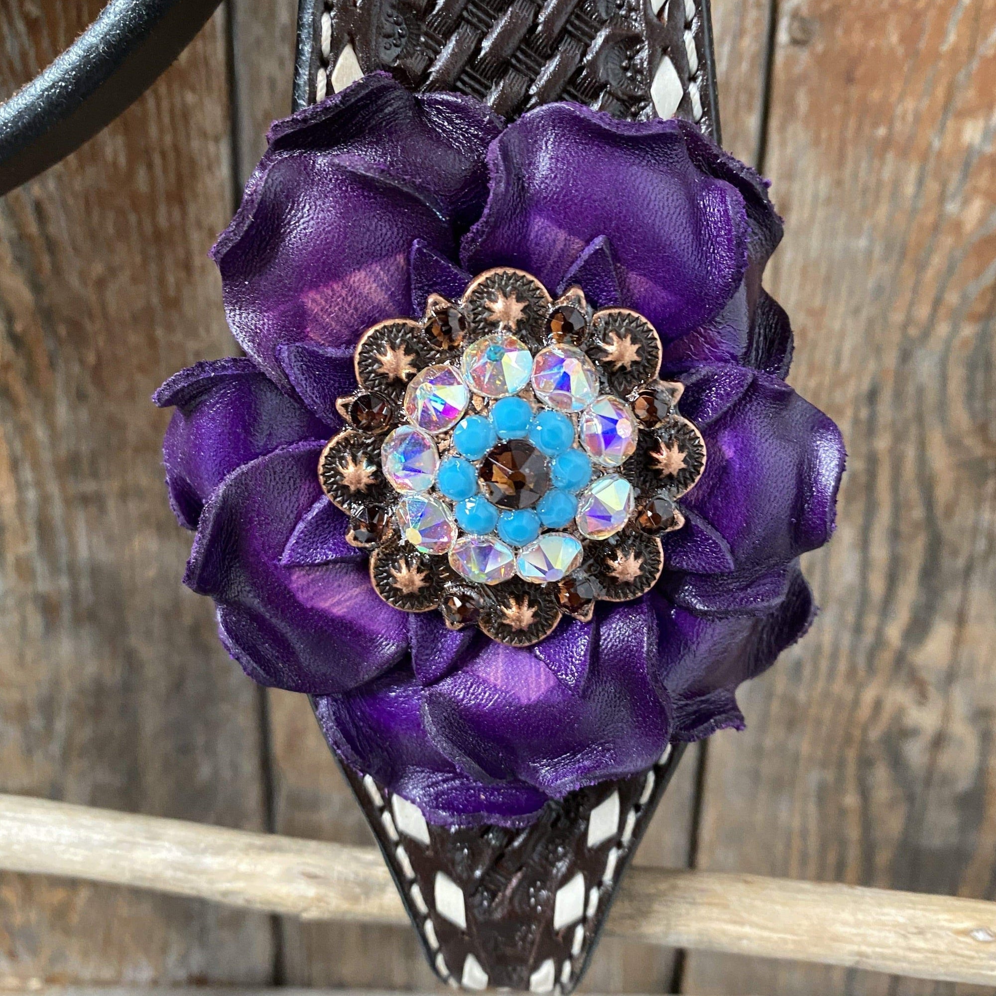 Dark Oil Purple Skull Browband - Breastcollar - Witherstrap Set 