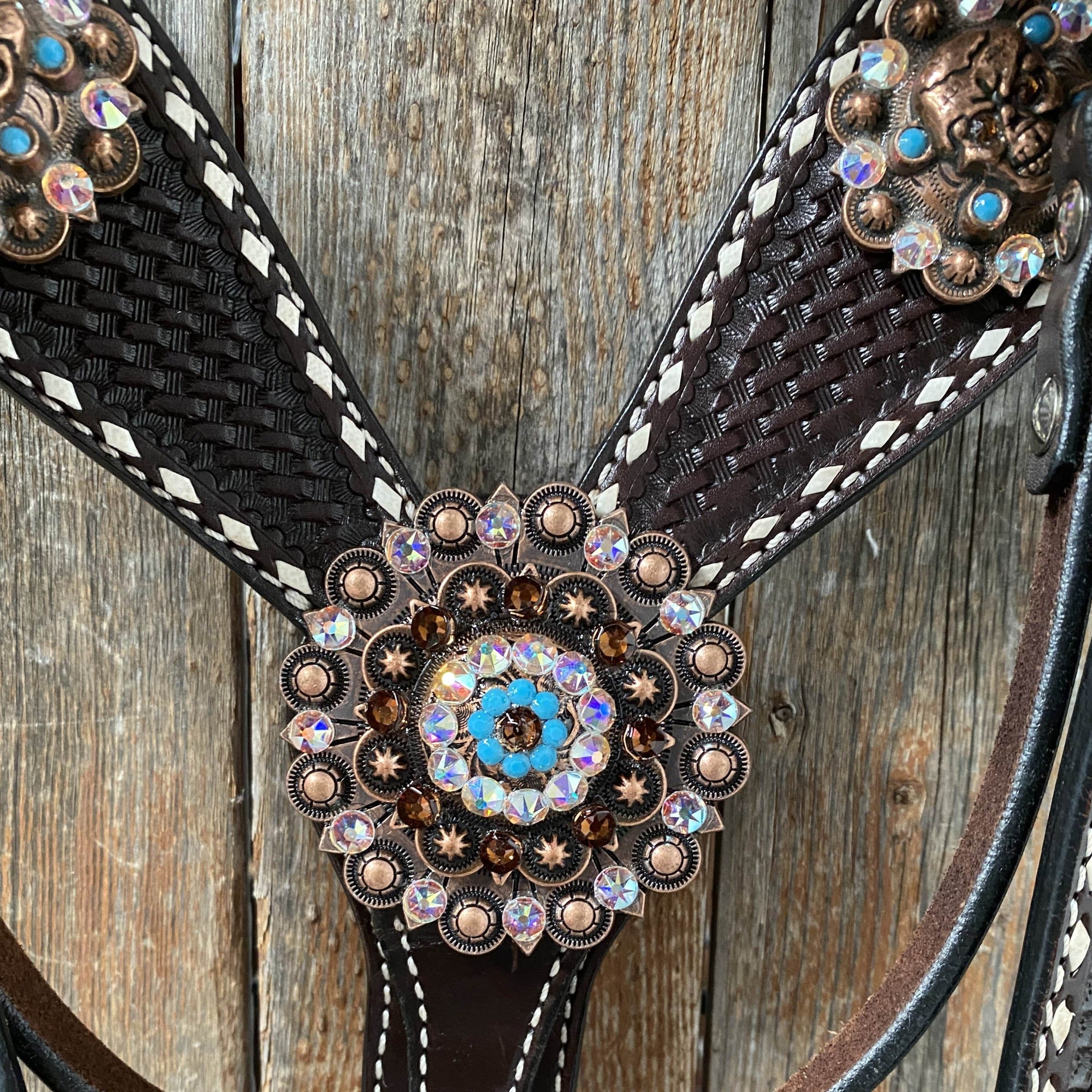 Dark Oil Purple Skull Browband - Breastcollar - Witherstrap Set 