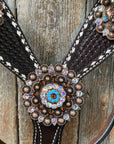 Dark Oil Purple Skull Browband - Breastcollar - Witherstrap Set 
