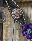 Dark Oil Purple Skull Browband - Breastcollar - Witherstrap Set 