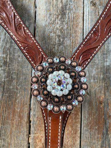 Medium Oil Floral Pearl Browband/Breastcollar Tack Set 