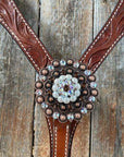 Medium Oil Floral Pearl Browband/Breastcollar Tack Set 