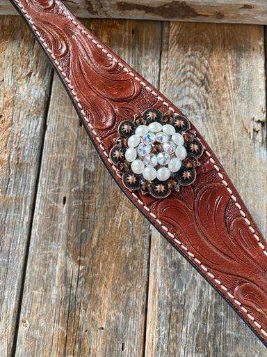 Medium Oil Floral Pearl Browband/Breastcollar Tack Set 