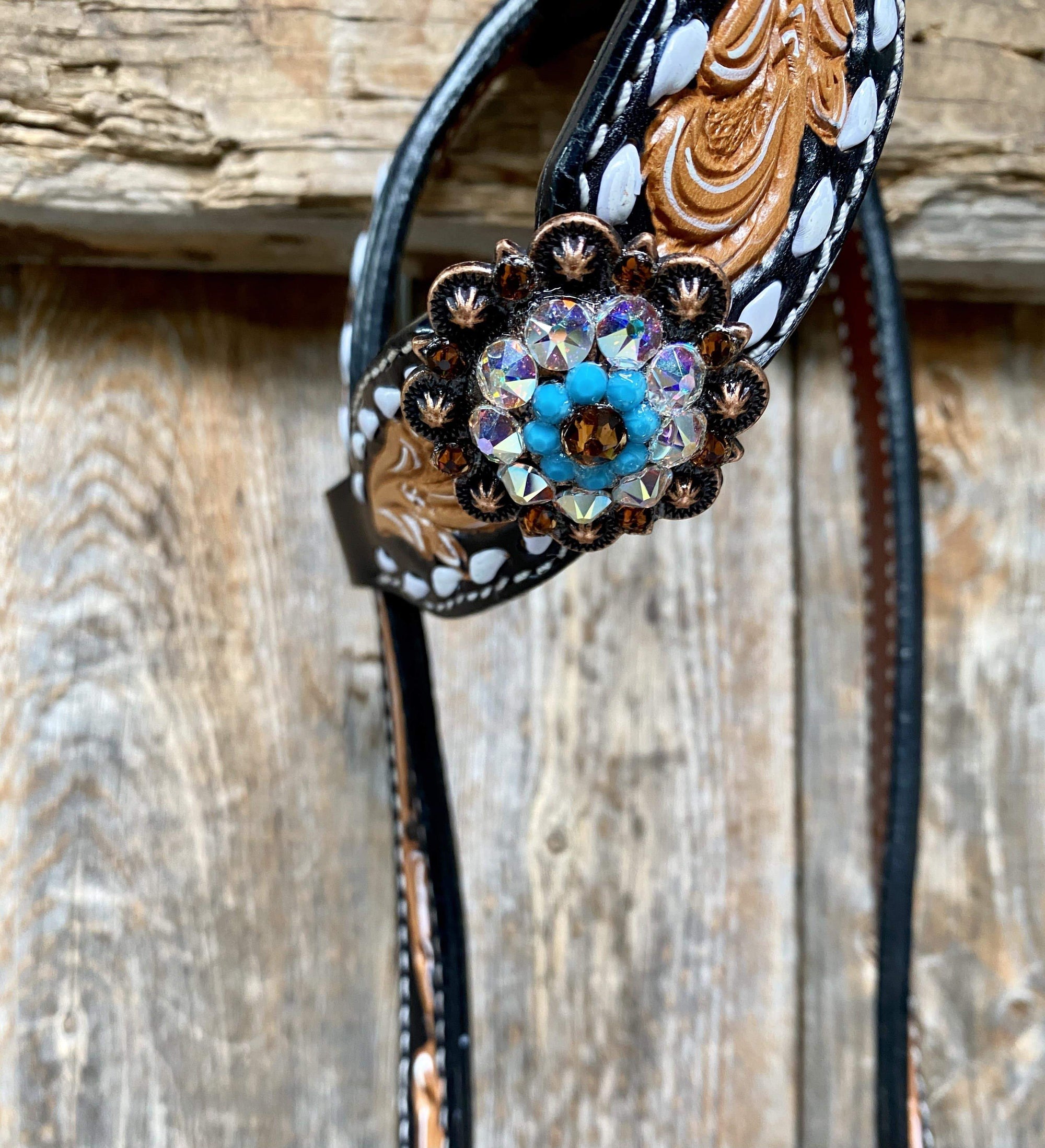 Classic Turquoise and Topaz Browband / One Ear Tack Set 