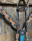 Classic Turquoise and Topaz Browband / One Ear Tack Set 