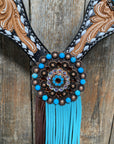 Classic Turquoise and Topaz Browband / One Ear Tack Set 