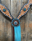 Classic Turquoise and Topaz Browband / One Ear Tack Set 