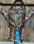 Classic Turquoise and Topaz Browband / One Ear Tack Set 