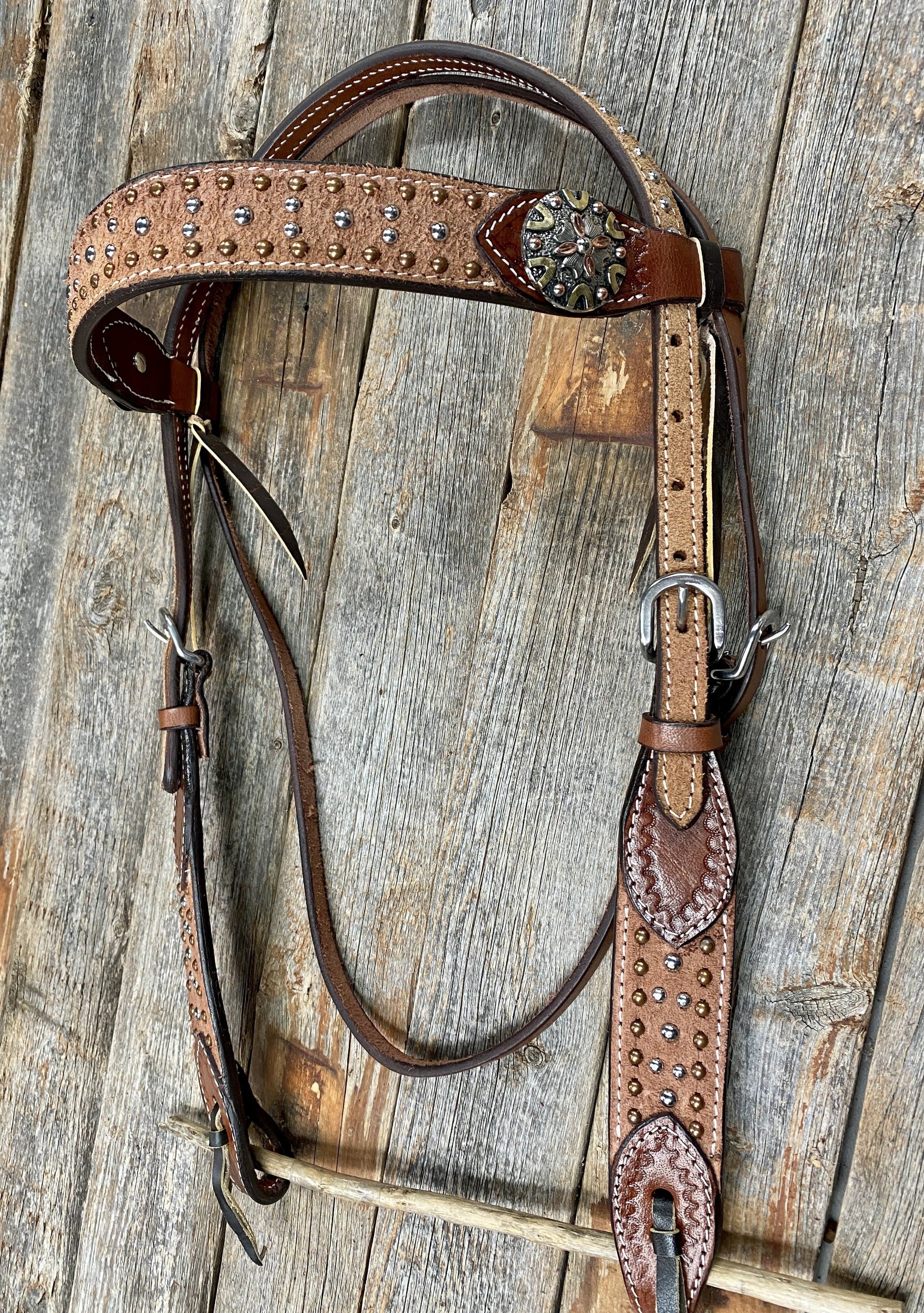 Ranchy Roughout Browband &amp; Breastcollar Tack Set 
