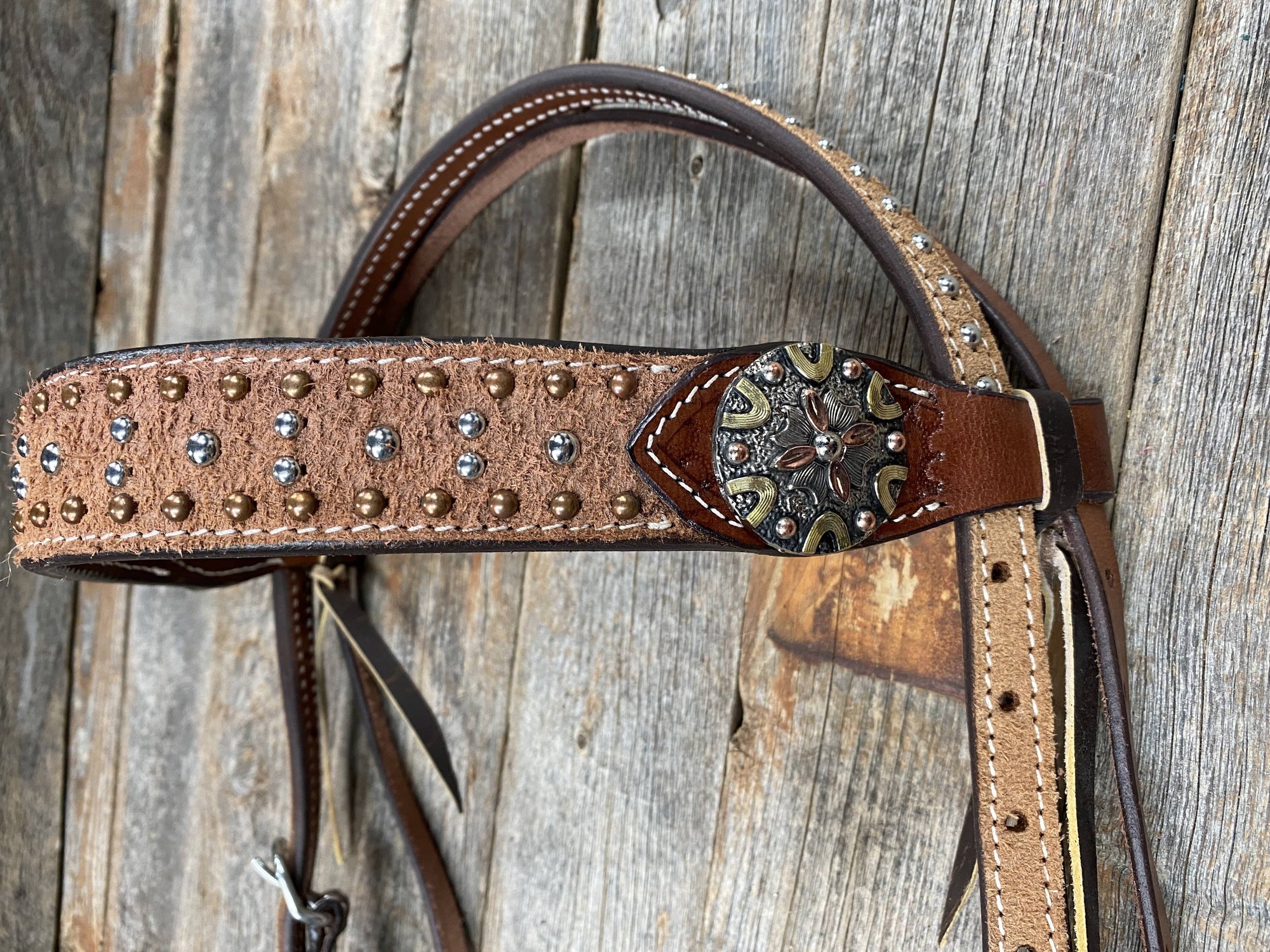Ranchy Roughout Browband &amp; Breastcollar Tack Set 