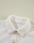 Solid Corduroy Button-Up Long Sleeve Jacket