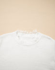 Lace Patchwork Sleeve Faux Two-Piece Fuzzy Sweater