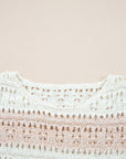 Colorblock Hollow-Out Drop Shoulder Sweater
