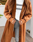 Textured Collared Button-Up Drop Shoulder Coat
