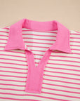 Stripe Collared V-Neck Pullover and Skort Set