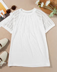 Seamed Detail Contrast Lace Raglan Sleeve Tee