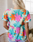 Kathryn Bubble Sleeve Peplum Blouse