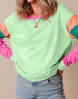 Colorblock Patchwork Long Sleeve Top