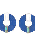 Discus Blue Turquoise and Leather Sterling Silver Earrings