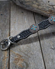 DC3 -Black Leather Dog Collar Conchos 10"-22" W138S