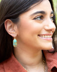 Dolce Teal Blue Turquoise Matrix Golden Drop Earrings