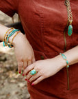 Dolce Blue Teal Turquoise Matrix and Golden Ring