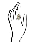 Double Up Blue Turquoise Golden Shield Ring