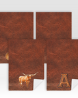 Monogrammed Initial Western Leather Look Saddle Longhorn Cowboy Cowgirl Kitchen Dish Towels Made in America