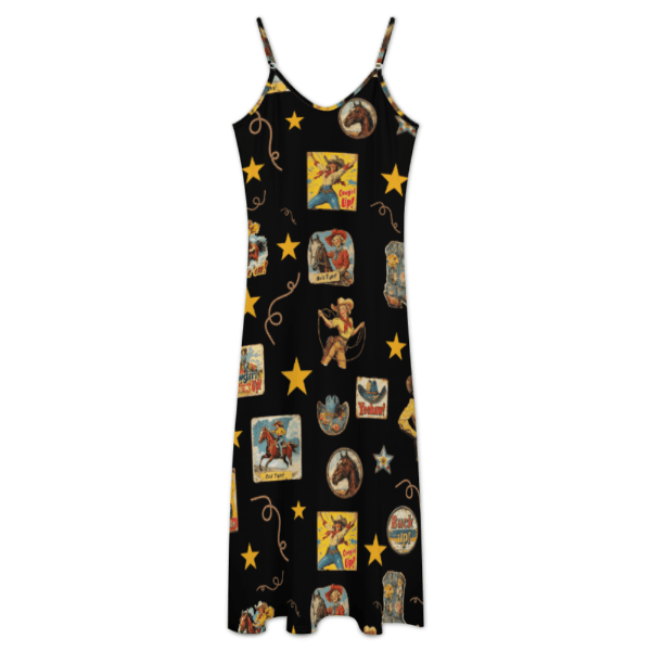 Baha Ranch Vintage Cowgirl Collage Western Sun Dress