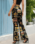 Baha Ranch Vintage Cowboy Collage Western Flare Pants
