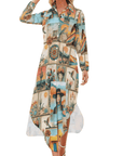 Colores de Mexico Pictures of the Southwest Button-Up Long Sleeve Shirt Dress Duster