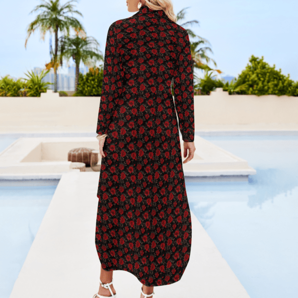 Baha Ranch Colores de Mexico Romantic Roses Button-Up Long Sleeve Shirt Dress
