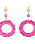 Dreams Pink Magenta Agate Woven Ring Golden Earrings